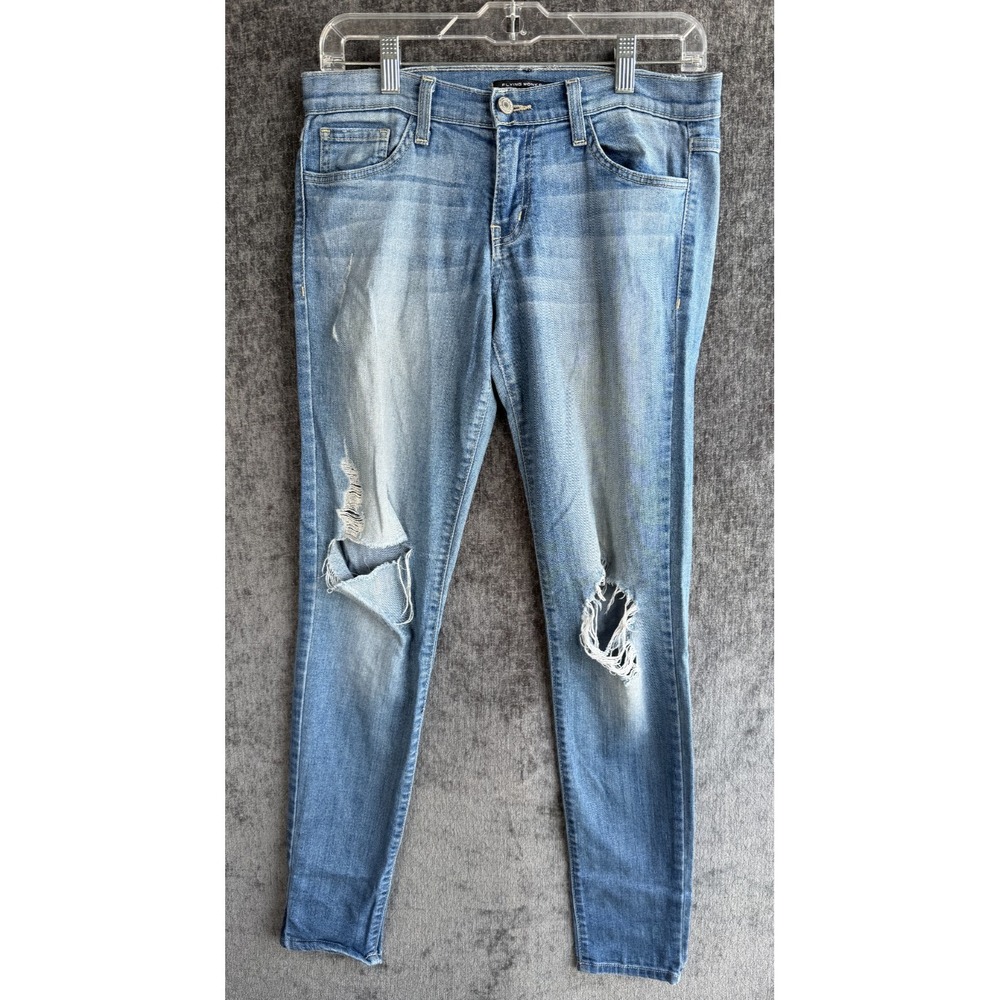 Flying Monkey Distressed Skinny Jeans Womens Size 28 Blue Destroyed‎ Knee Rip